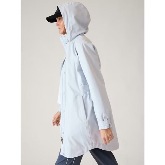 New ATHLETA 2X RainOut Sutro Long Trench in Snowfall Blue - Picture 7 of 11